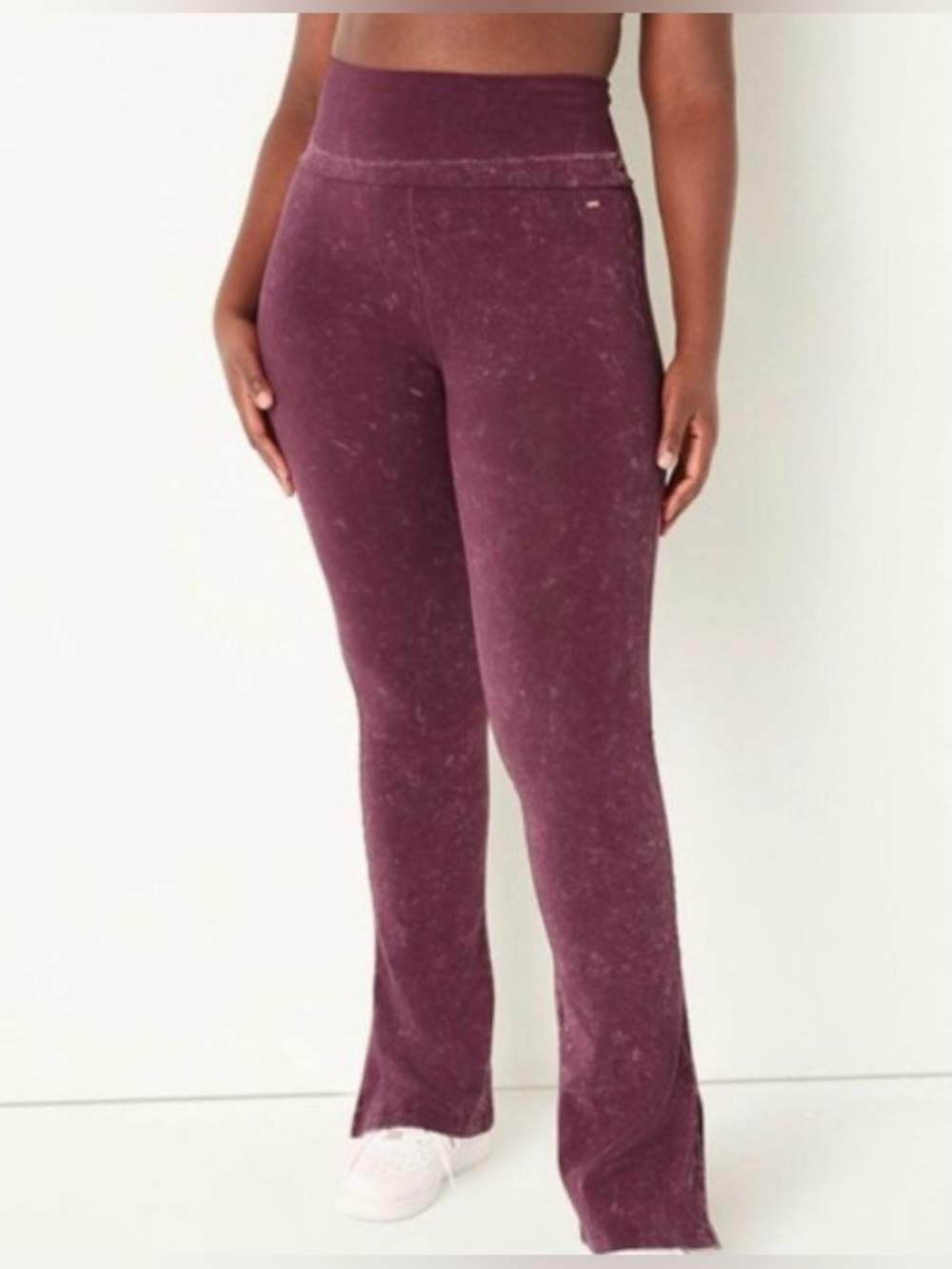 PINK Victoria's Secret High-Rise Foldover Plum Avid Wash Flare Yoga Pants L
